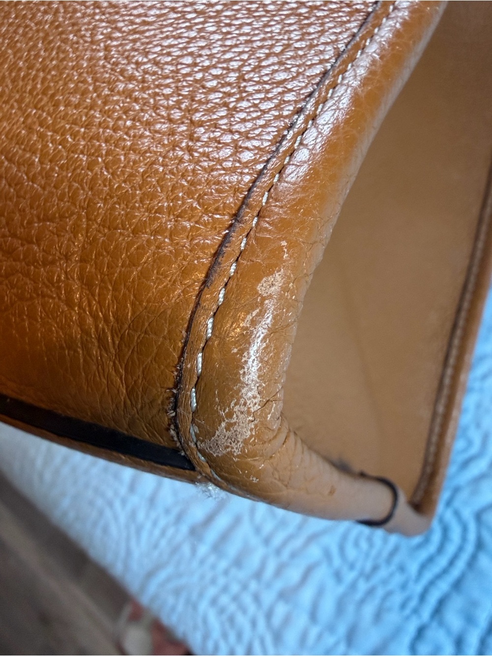 Coach Tan Pebbled Tote with Maroon Canvas Branded Strap - Picture 9 of 15